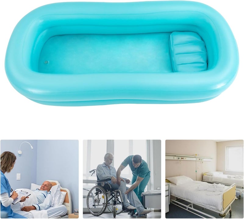 CNCEST Bedside Shower Bathtub Kit,Elderly Inflatable Bathtub for Adults,PVC Shower Bathtub with Electric Air Pump and Water Bag,Wash Fullbody in Bed,Portable for Elderly Disabled Seniors Handicapped (Blue) - Image 5